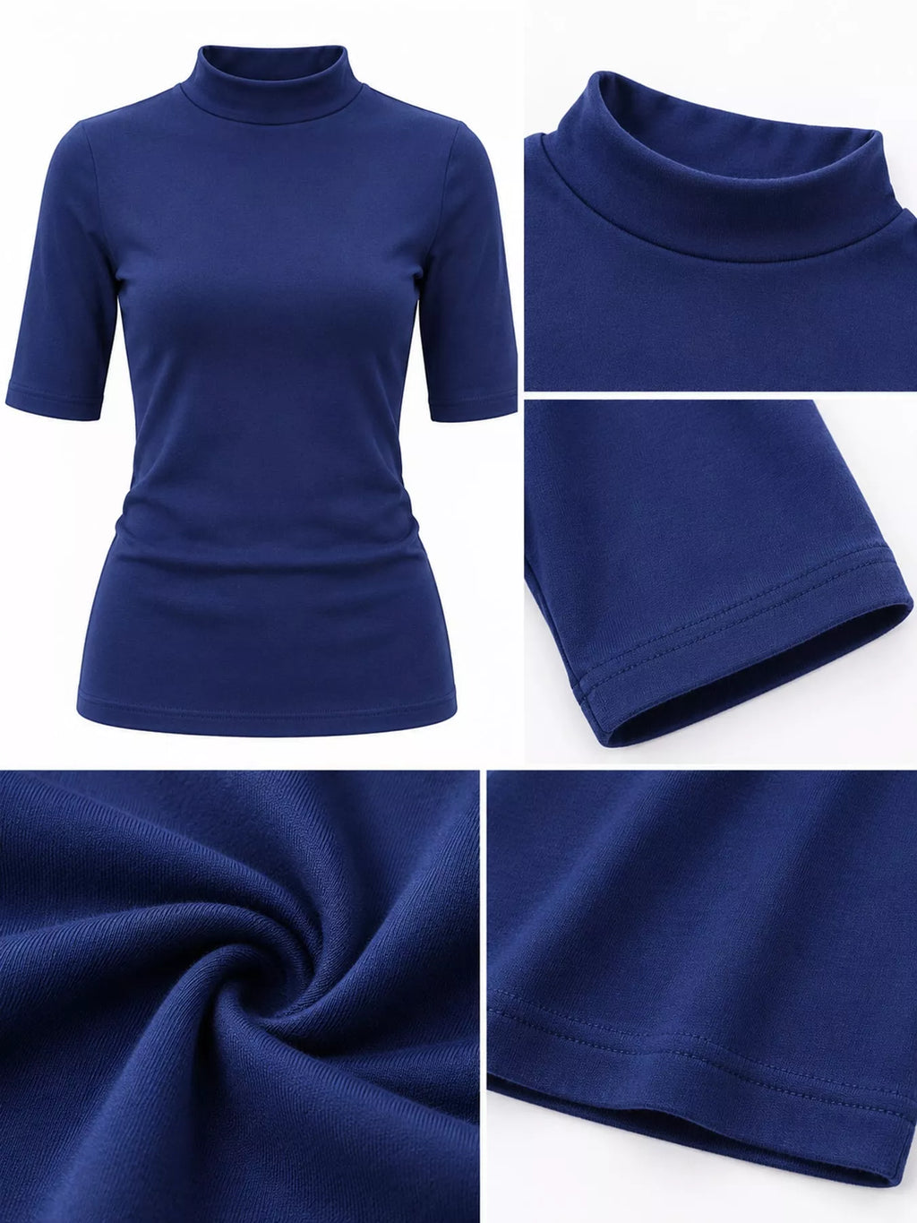 Full Size Mock Neck Half Sleeve T-shirt Plus (24)