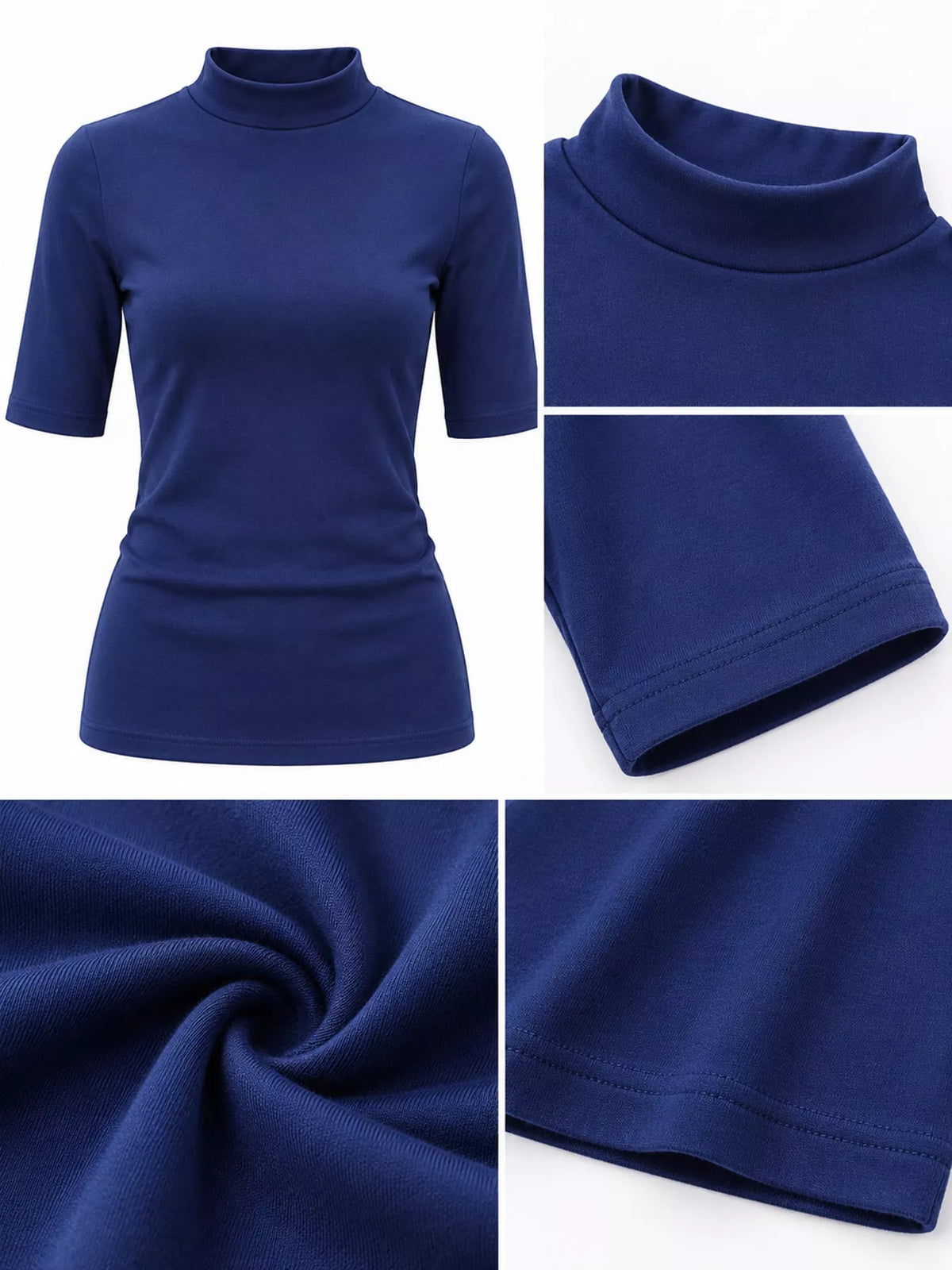 Full Size Mock Neck Half Sleeve T-shirt Plus (24)