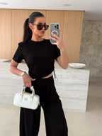Drawstring Crop Top Wide-leg Pants Set (7)