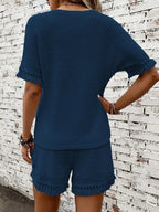 Tassel Round Neck Top Shorts Set (32)