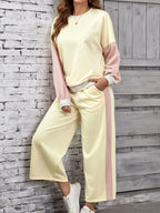 Block Round Neck Top Pants Set (6)