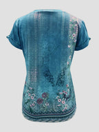Printed Round Neck Short Sleeve T-shirt (8)