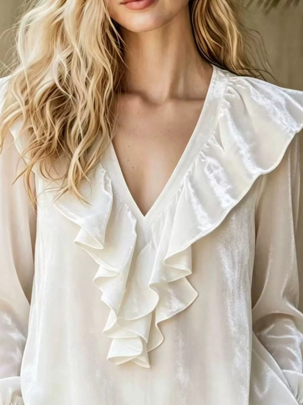 Full Size Ruffled V-neck Long Sleeve Blouse Plus (9)
