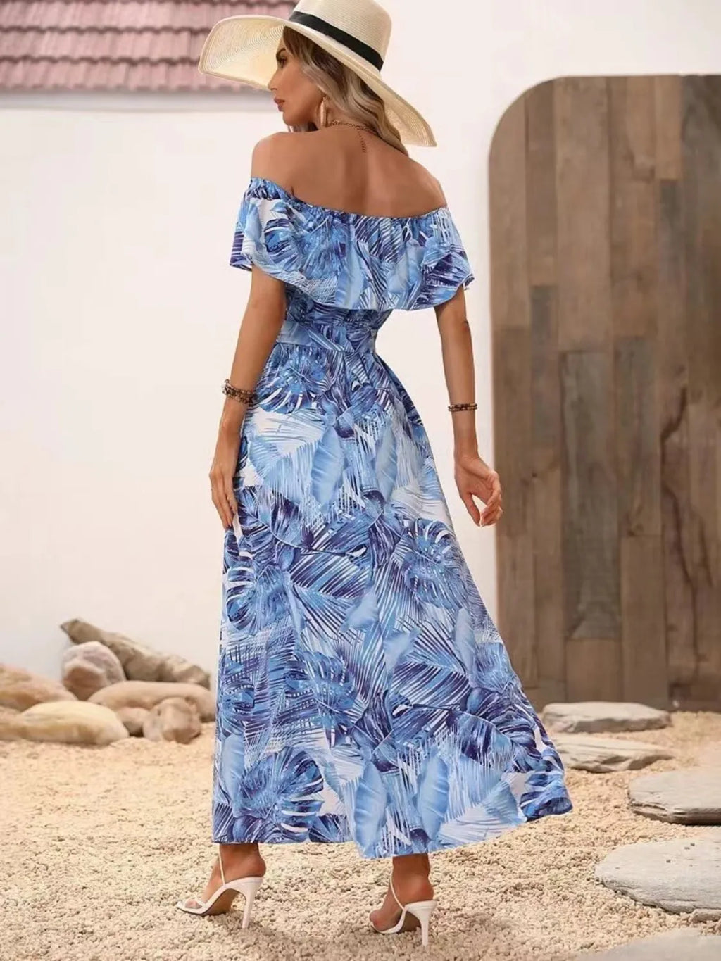 Ruffled Printed Off Shoulder Maxi Dress (4)