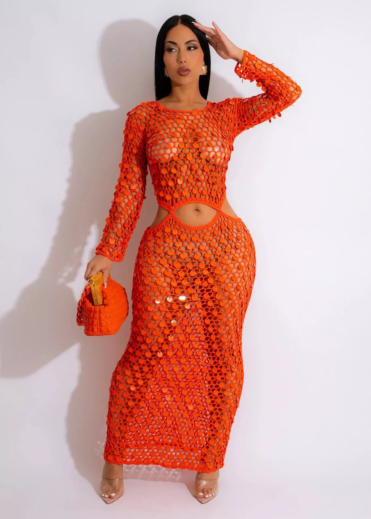 Sequin Mesh Cutout Maxi Dress (10)
