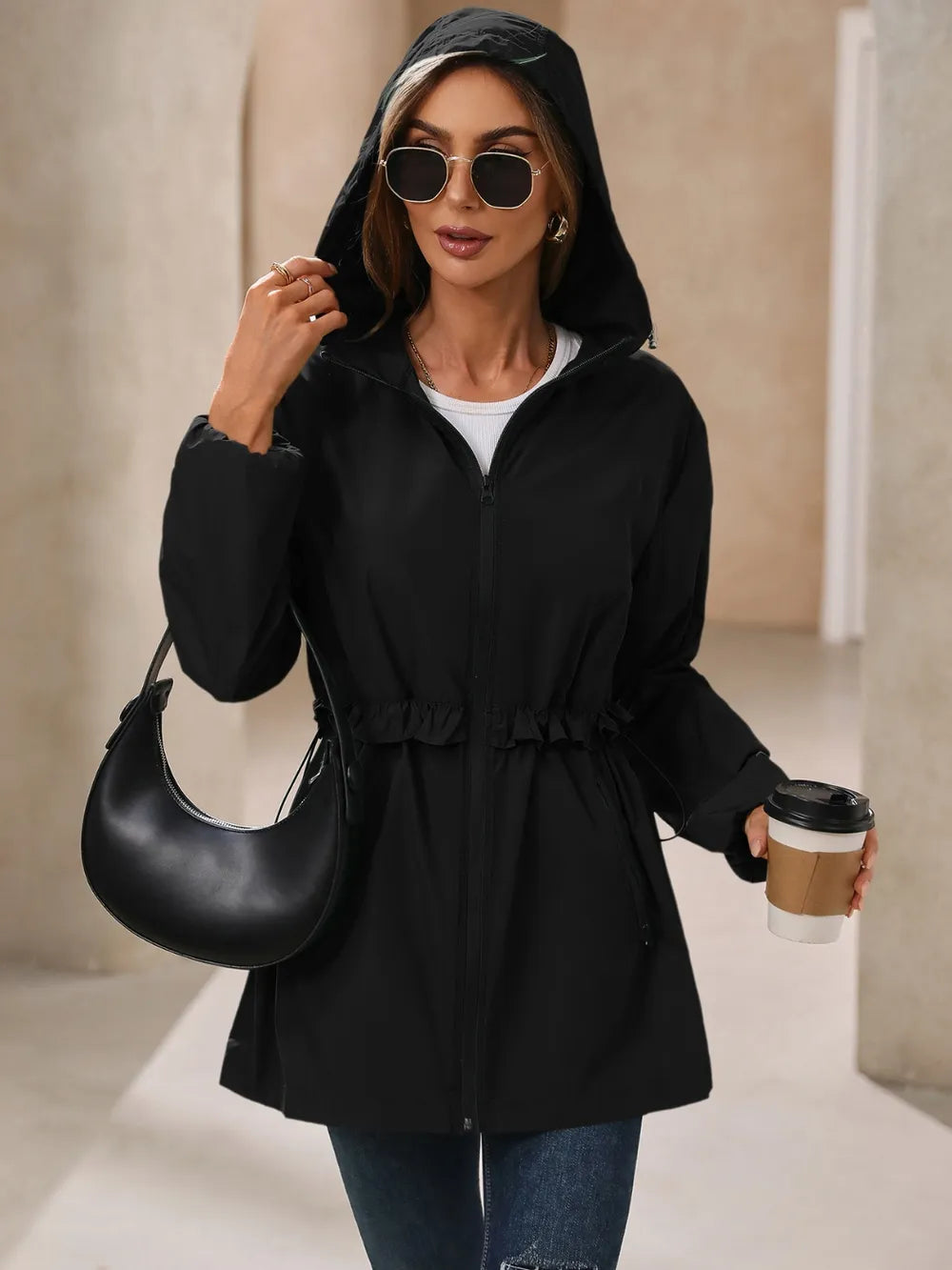 Outdoor Waterproof Long Sleeve Hooded Windbreaker (30)