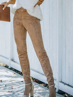 European American Simple Versatile Faux Fur Cropped Trousers photo 5