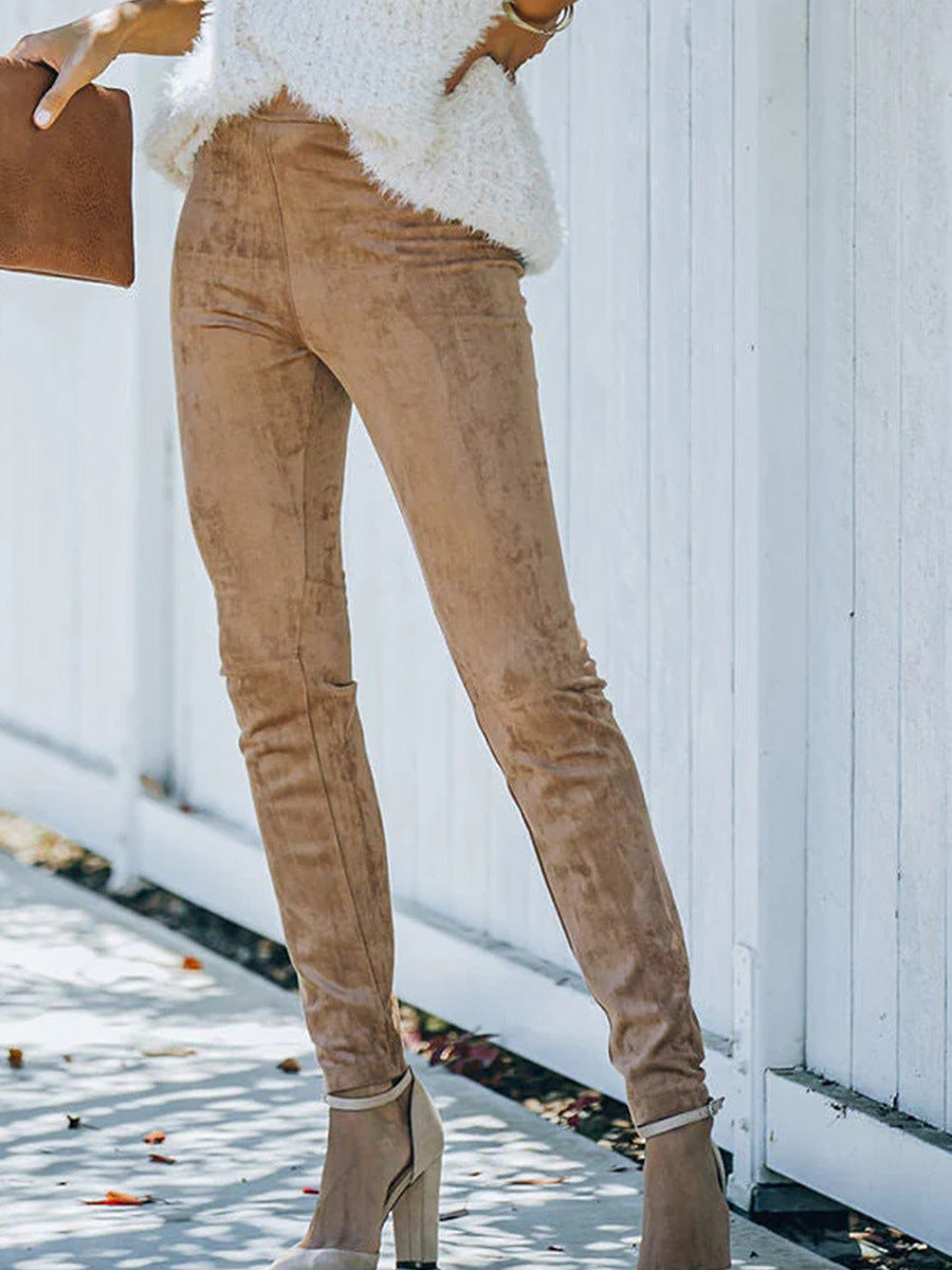 European American Simple Versatile Faux Fur Cropped Trousers photo 5