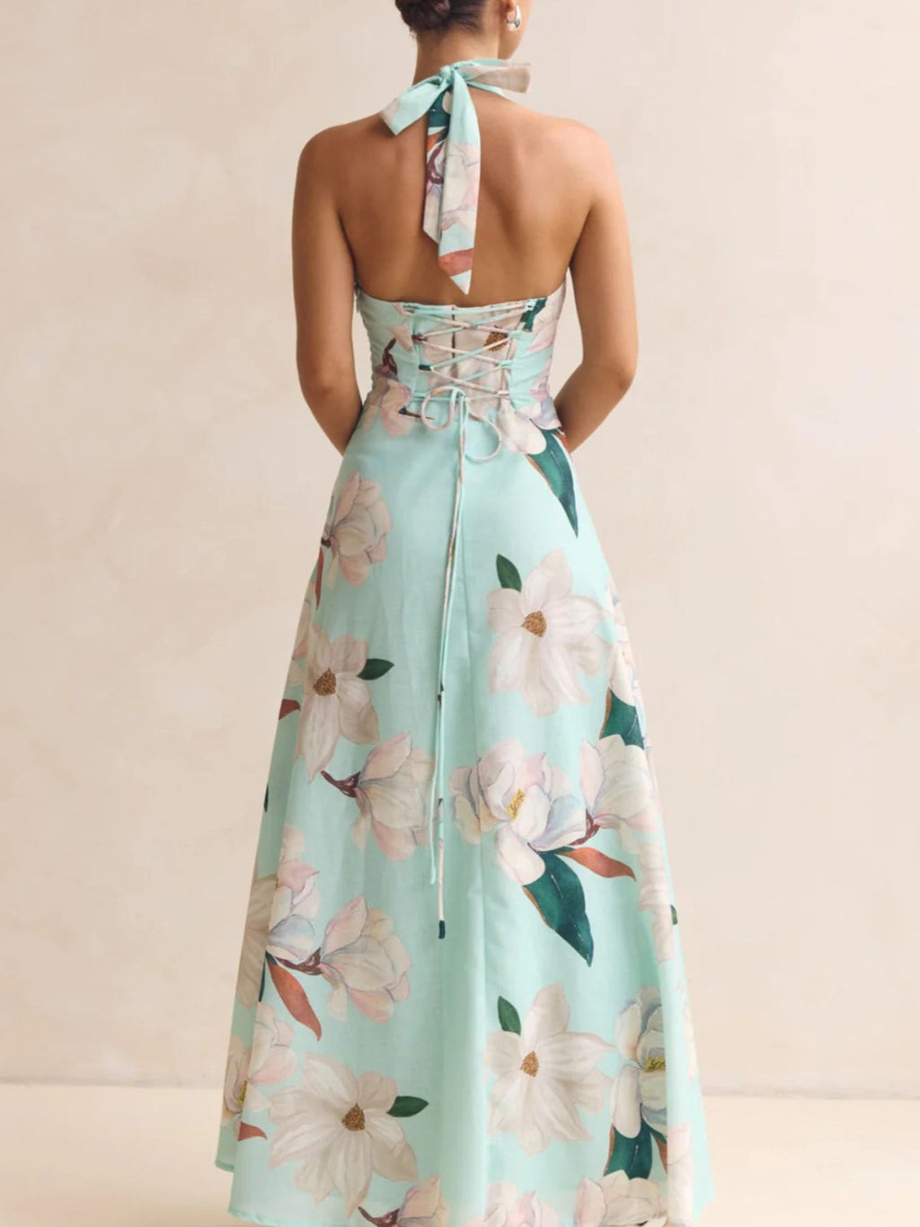 Floral Print Halter Neck Maxi Dress (8)