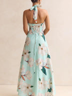 Floral Print Halter Neck Maxi Dress (8)