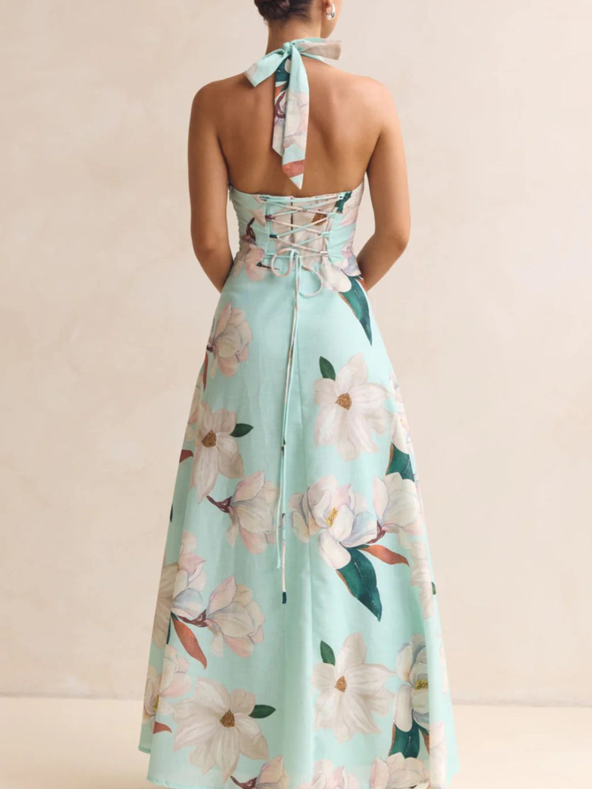 Floral Print Halter Neck Maxi Dress (8)