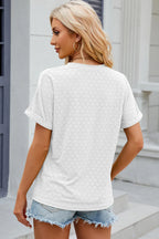 Eyelet Notched Short Sleeve T-shirt (12)