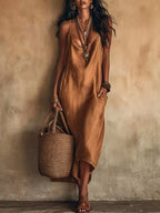 Full Size Spaghetti Strap Midi Dress Pockets Plus
