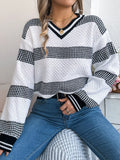 Contrast Striped V-neck Sweater