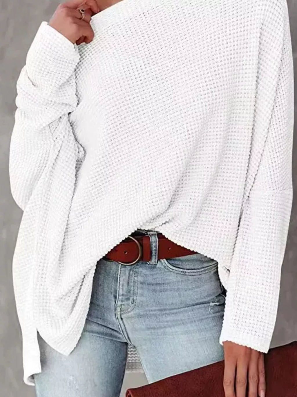 Boat Neck Waffle Knit Top (8)