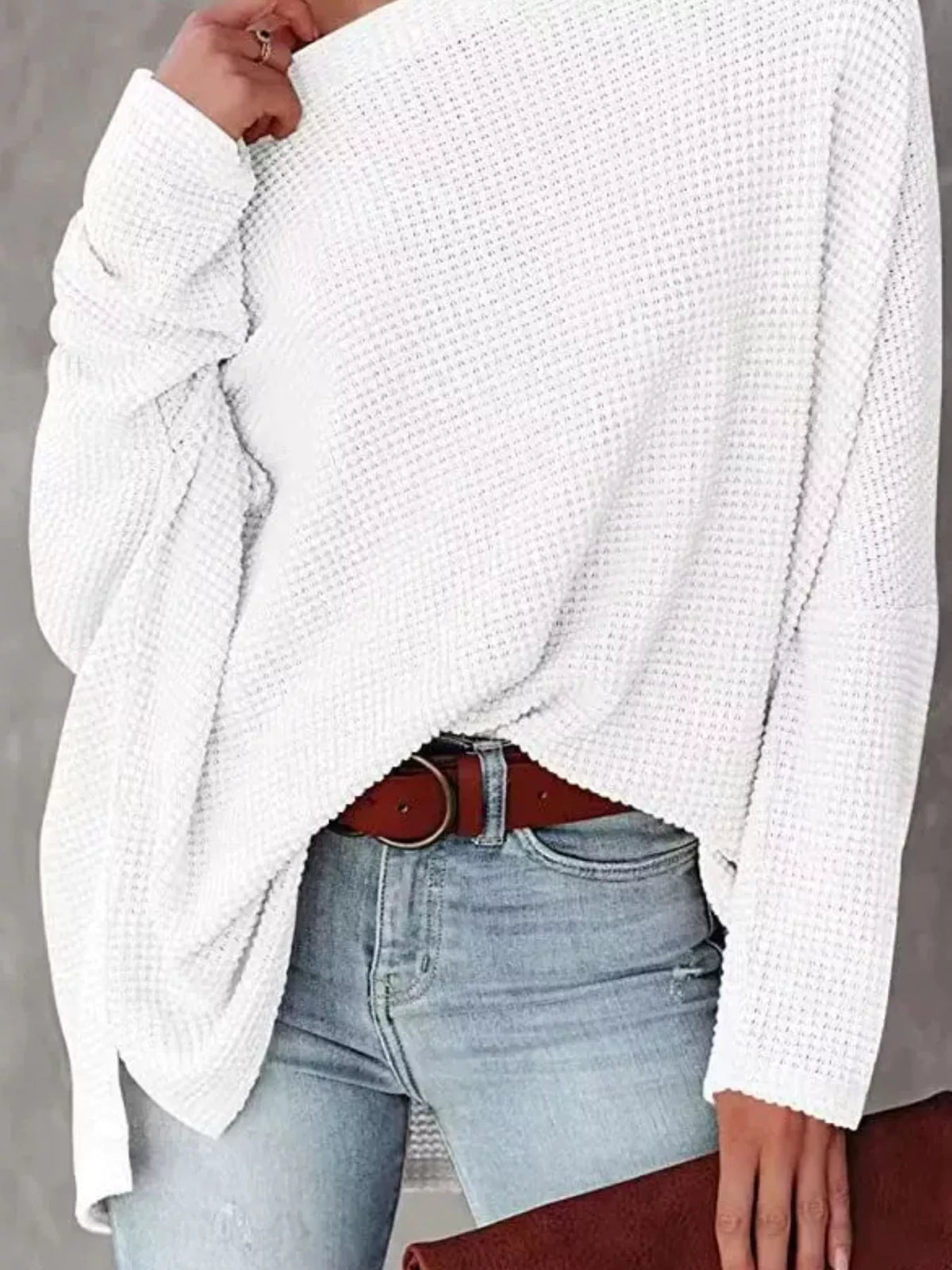Boat Neck Waffle Knit Top (8)