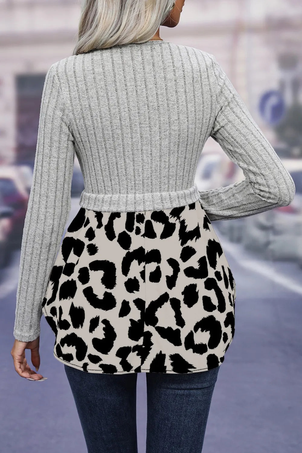 Leopard Peplum Round Neck Blouse (9)