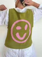 Smiley Round Neck Sweater Vest (16)