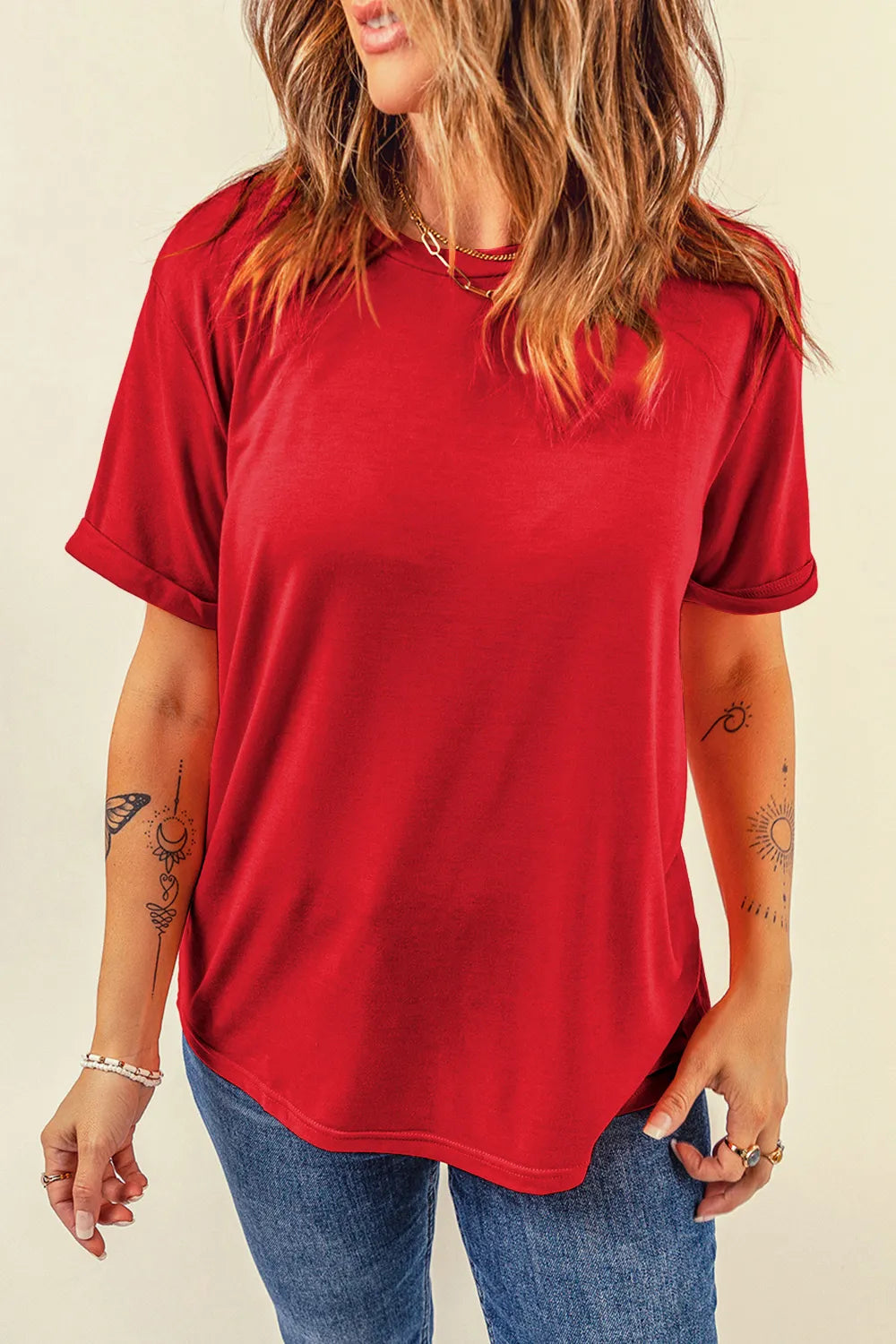 Round Neck Short Sleeve T-shirt (17)