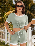 Ribbed Short Sleeve Top Shorts Set