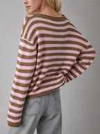 Casual Striped Boat Neck Sweater (6)