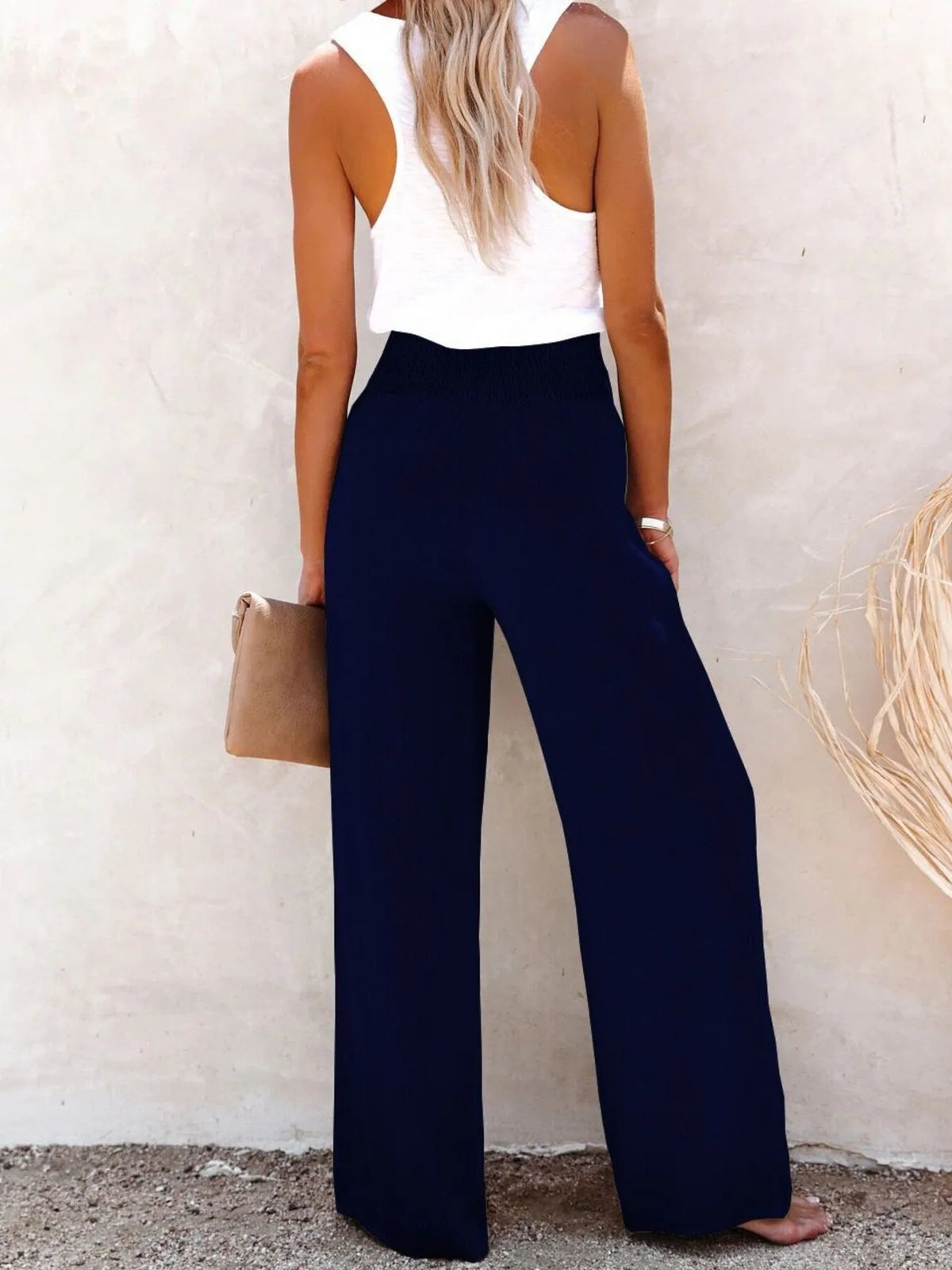 Full Size High-waisted Textured Wide Leg Pants Plus (20)