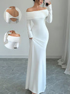 Off-shoulder Long Sleeve Maxi Dress (2)
