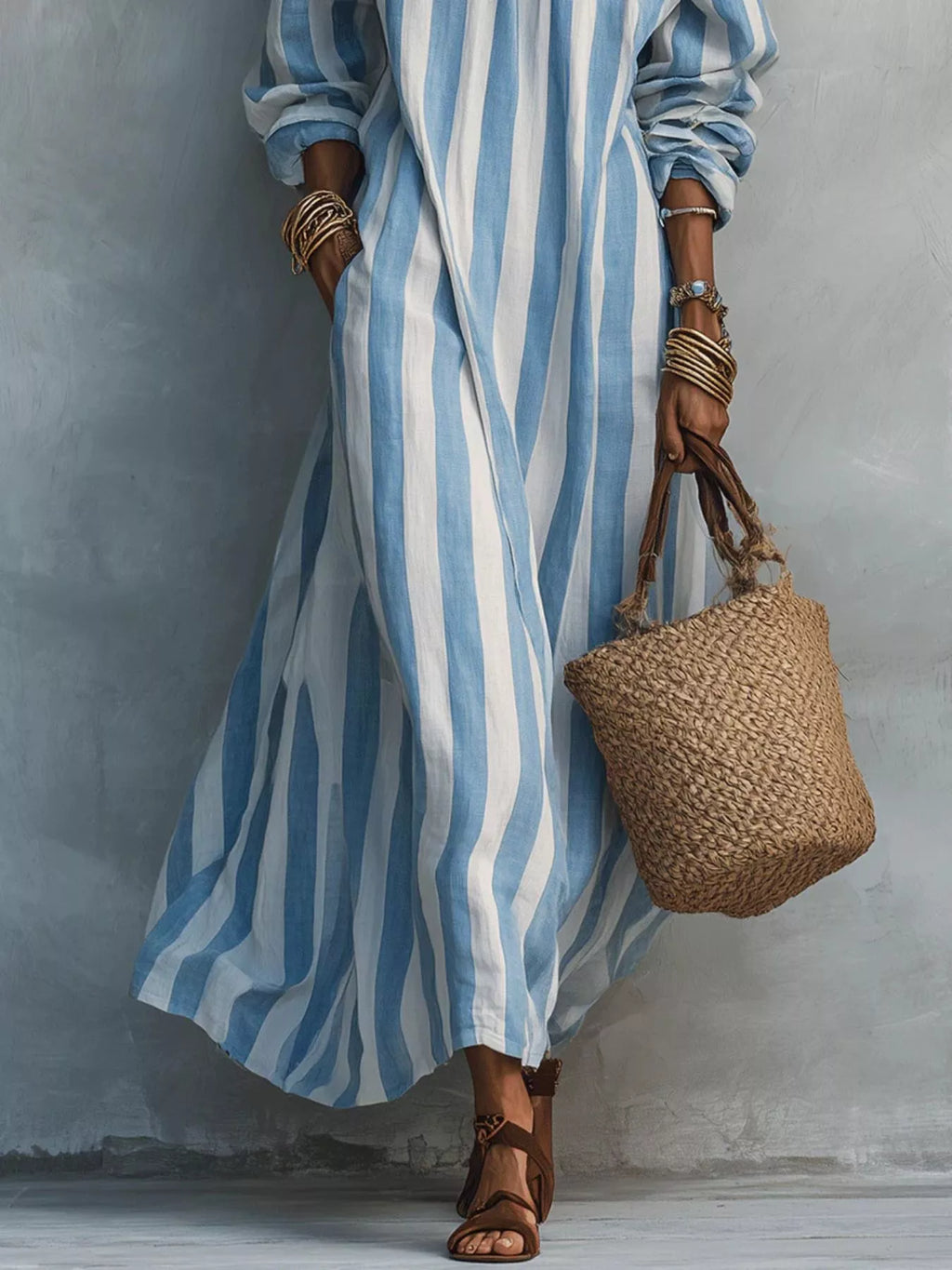 Off-shoulder Striped Dress Pockets (7)