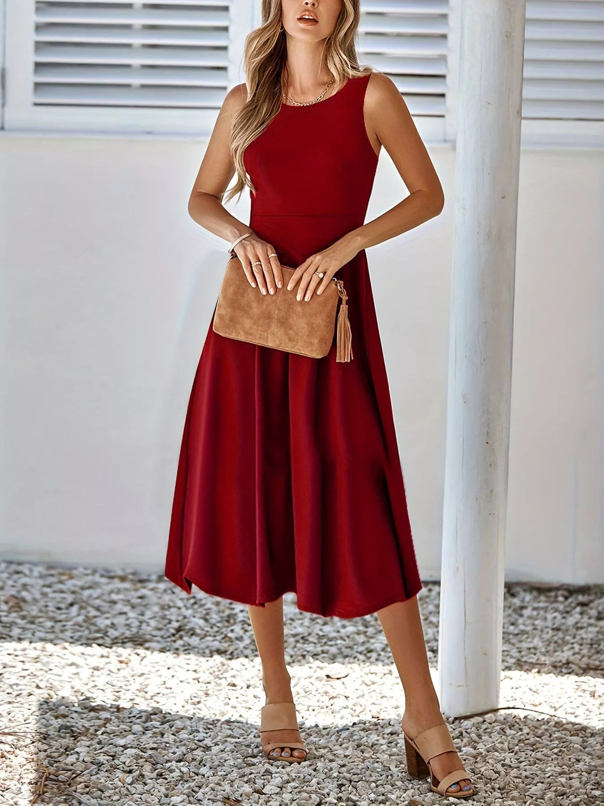 Sleeveless A-line Midi Dress (8)