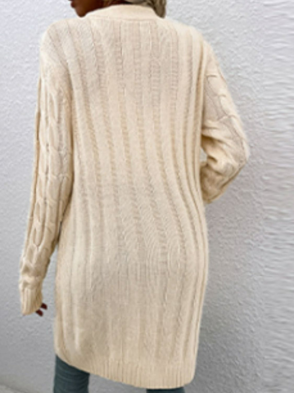 Cable-knit Button Down Cardigan Pockets (9)
