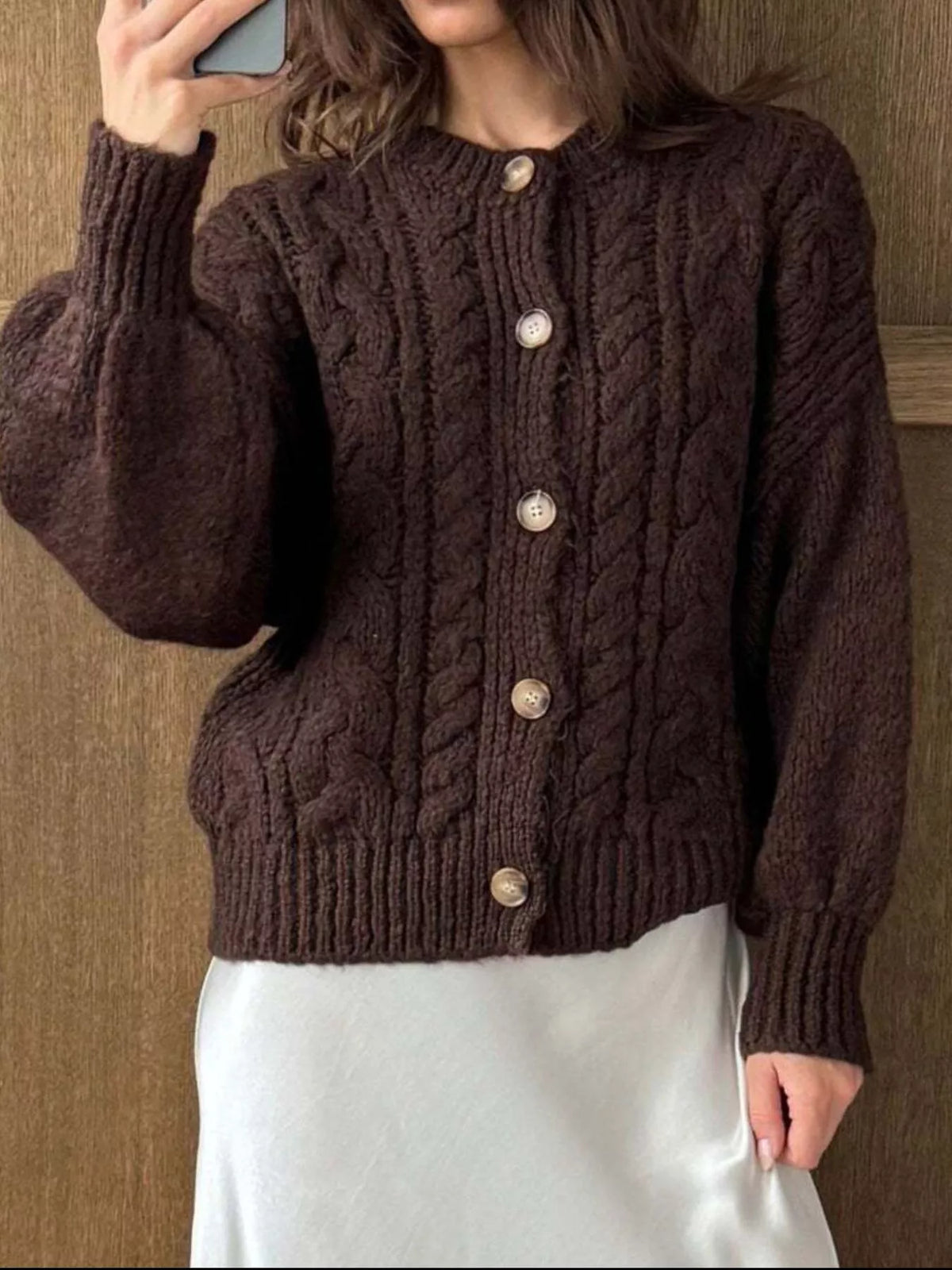Cable Knit Button-down Cardigan (10)