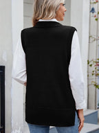 Buttoned Round Neck Sweater Vest (27)