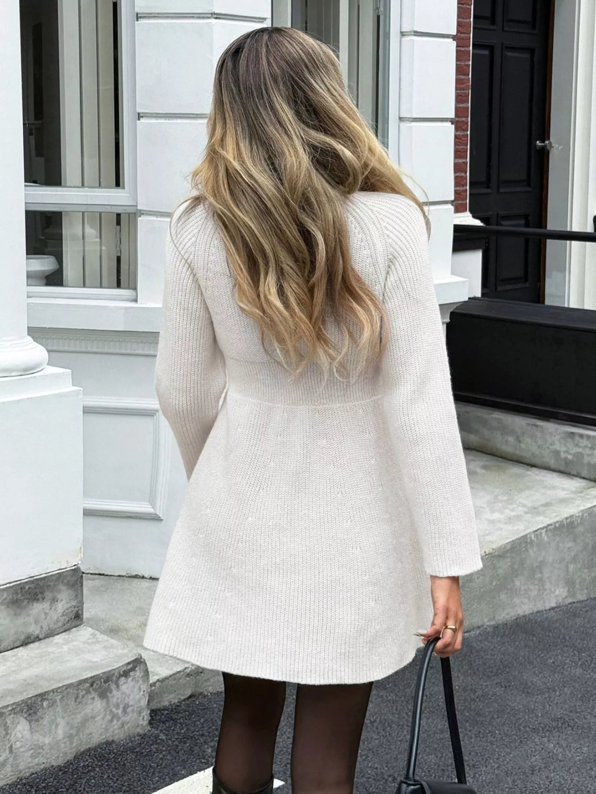 Button-down Knitted Sweater Dress (9)