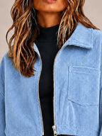 Corduroy Zip Up Cropped Jacket (14)