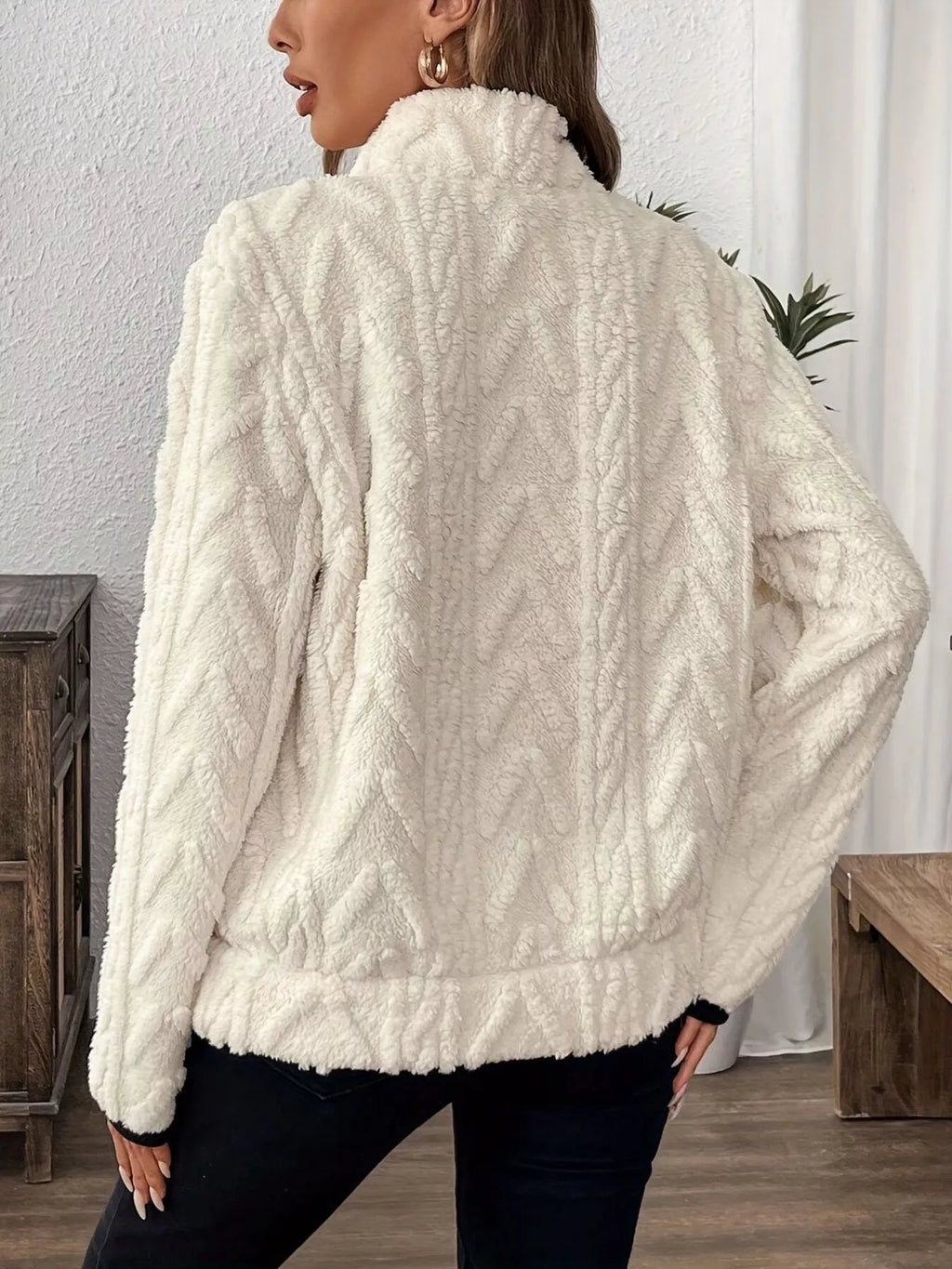 Full Size Fleece Half Zip Sweatshirt Plus (3)