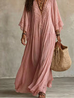 Lace Trim V-neck Maxi Dress (6)