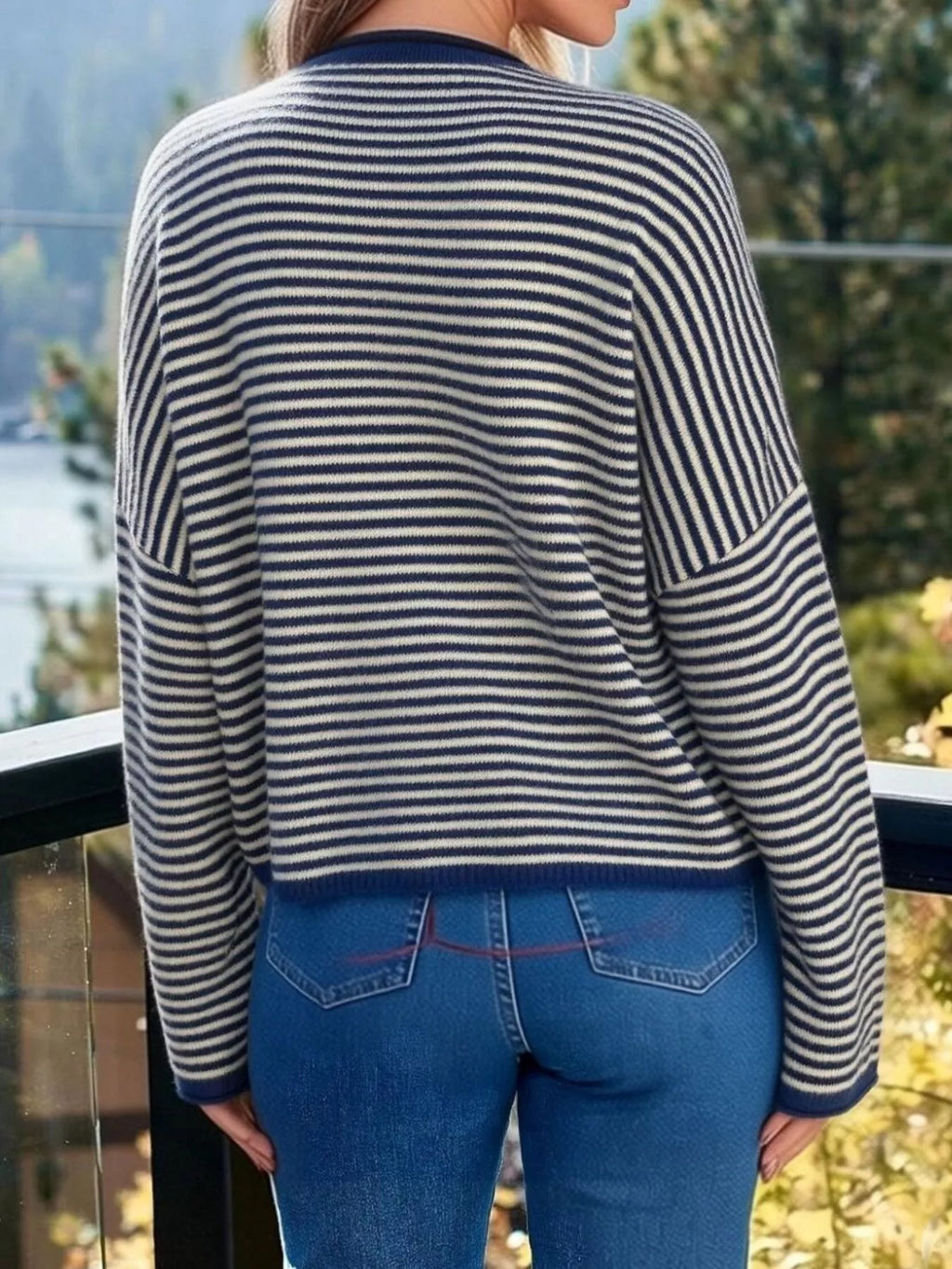 Button-down Striped Knit Cardigan (5)