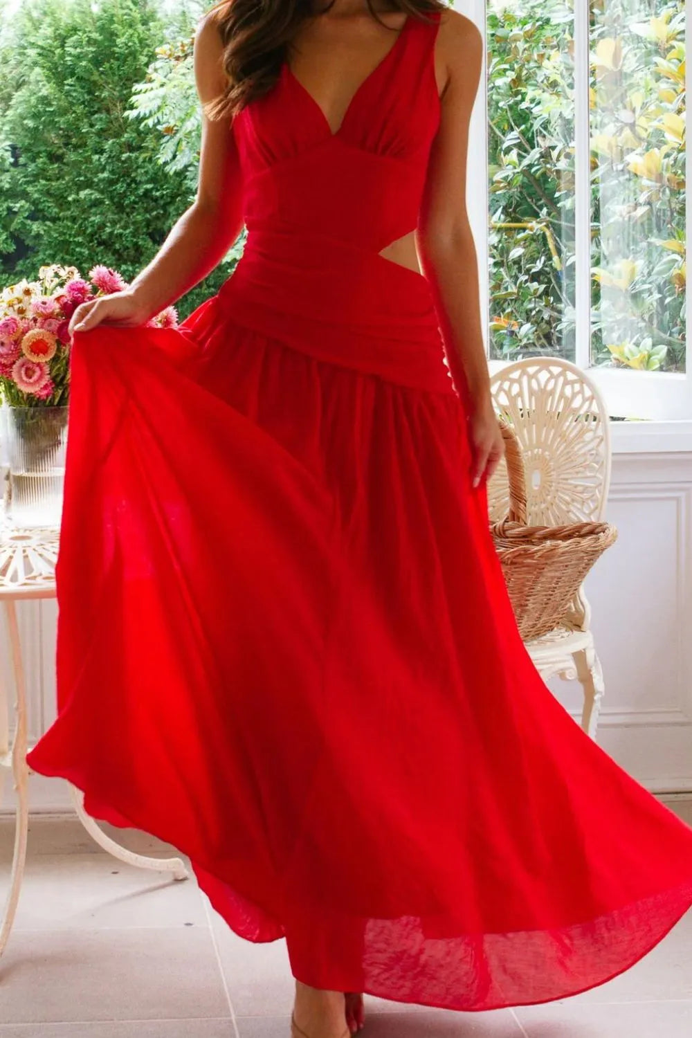 Cutout Back V-neck Dress (12)
