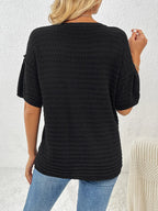 Round Neck Half Sleeve Knit Top (2)