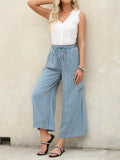 Contrast Striped Wide Leg Pants
