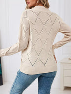Long Sleeve Diamond Eyelet Knit Top (7)