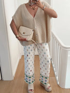 V-neck Button Up Short Sleeve Cardigan (6)