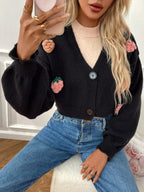 Strawberry Cropped Button-up Cardigan (17)