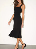 Sleeveless Square Neck Mermaid Midi Dress (3)