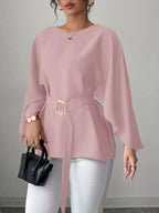 Batwing Sleeve Belted Blouse (20)