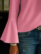 Full Size Ruffled V-neck Long Sleeve Blouse Plus (9)