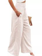 Smocked High Waisted Wide Leg Pants (3)