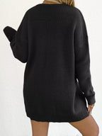 V-neck Ribbed Knit Sweater Dress (16)