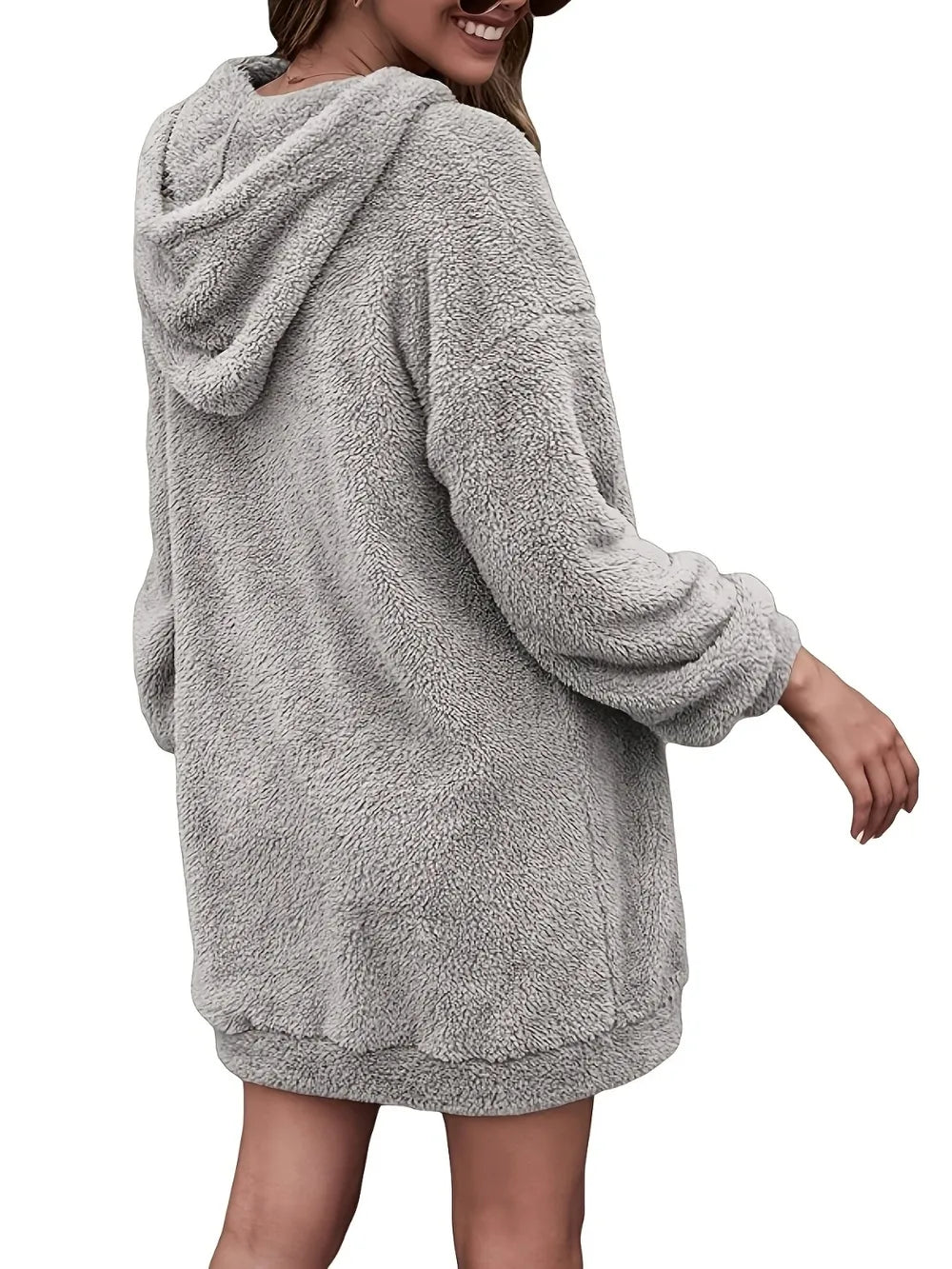Half Zip Dropped Shoulder Oversized Hoodie (5)