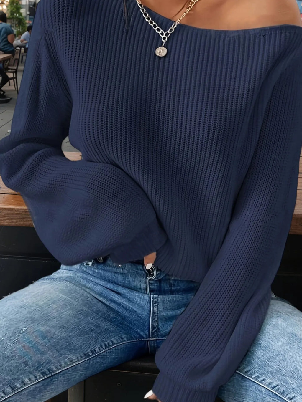 One-shoulder Ribbed Knit Top Relaxed Fit (13)
